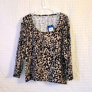 *New* 3X Jrs Plus. cheetah print blouse